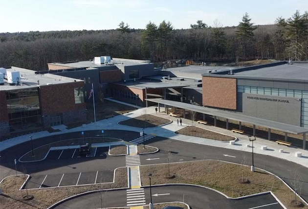 A drone image of the Pine Hill Elementary School.